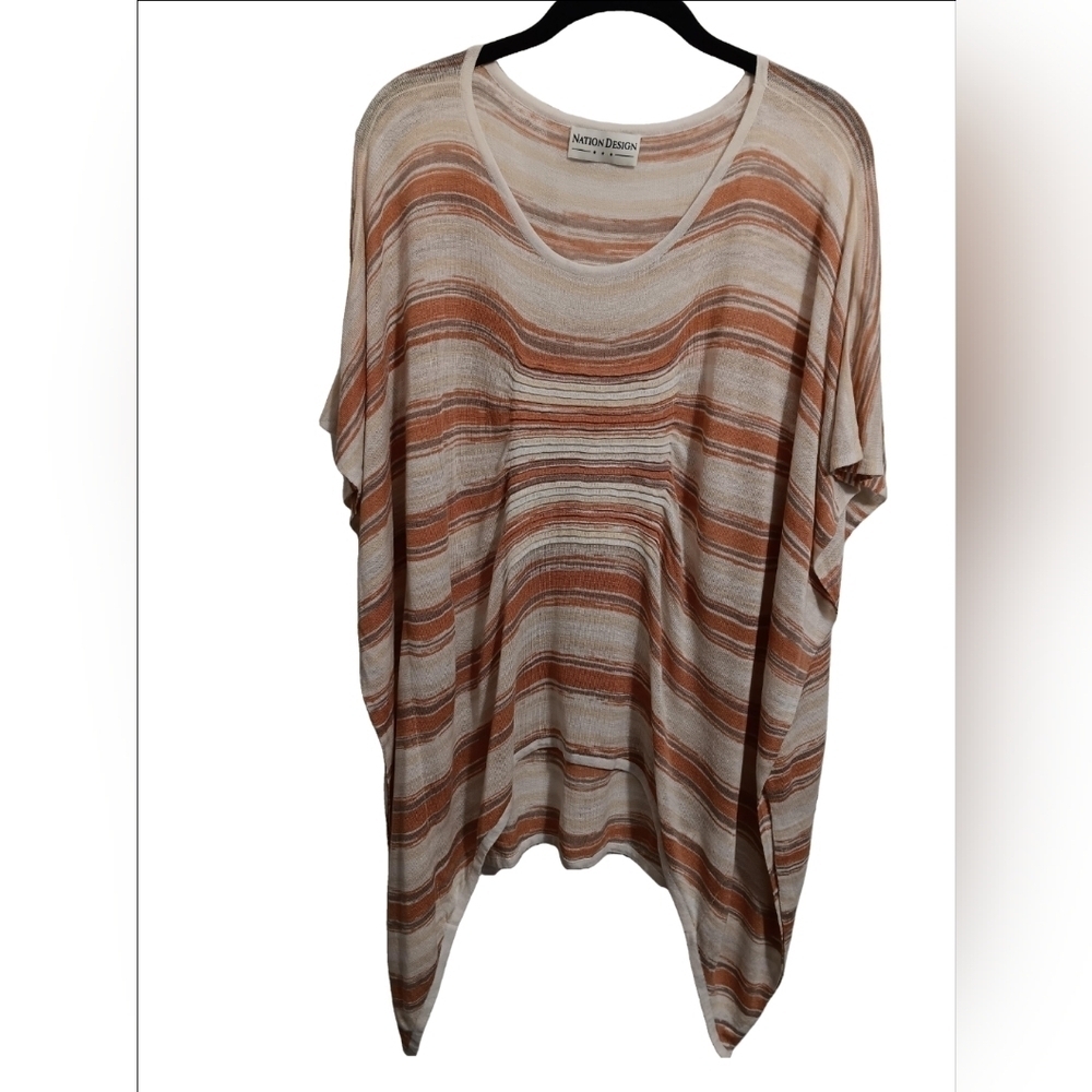 Nation Design LTD Tan and Orange Oversized Tunic with Scoop Neck